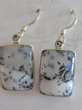 Sterling Silver 925 AGATE Dangle Earrings